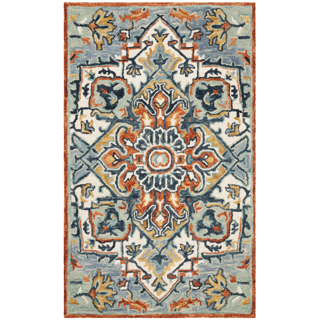 SAFAVIEH Aspen Collection APN312A Handmade Blue/Rust Rug Image 8