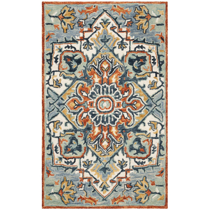 SAFAVIEH Aspen Collection APN312A Handmade Blue/Rust Rug Image 1