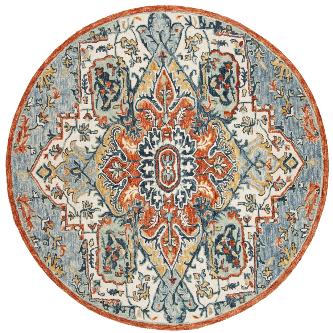 SAFAVIEH Aspen Collection APN312A Handmade Blue/Rust Rug Image 9