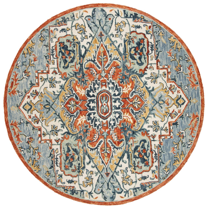 SAFAVIEH Aspen Collection APN312A Handmade Blue/Rust Rug Image 9