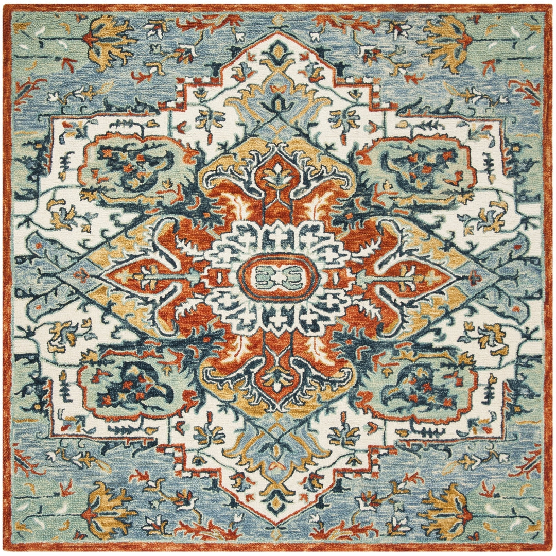 SAFAVIEH Aspen Collection APN312A Handmade Blue/Rust Rug Image 1