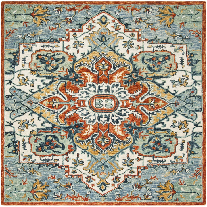 SAFAVIEH Aspen Collection APN312A Handmade Blue/Rust Rug Image 10