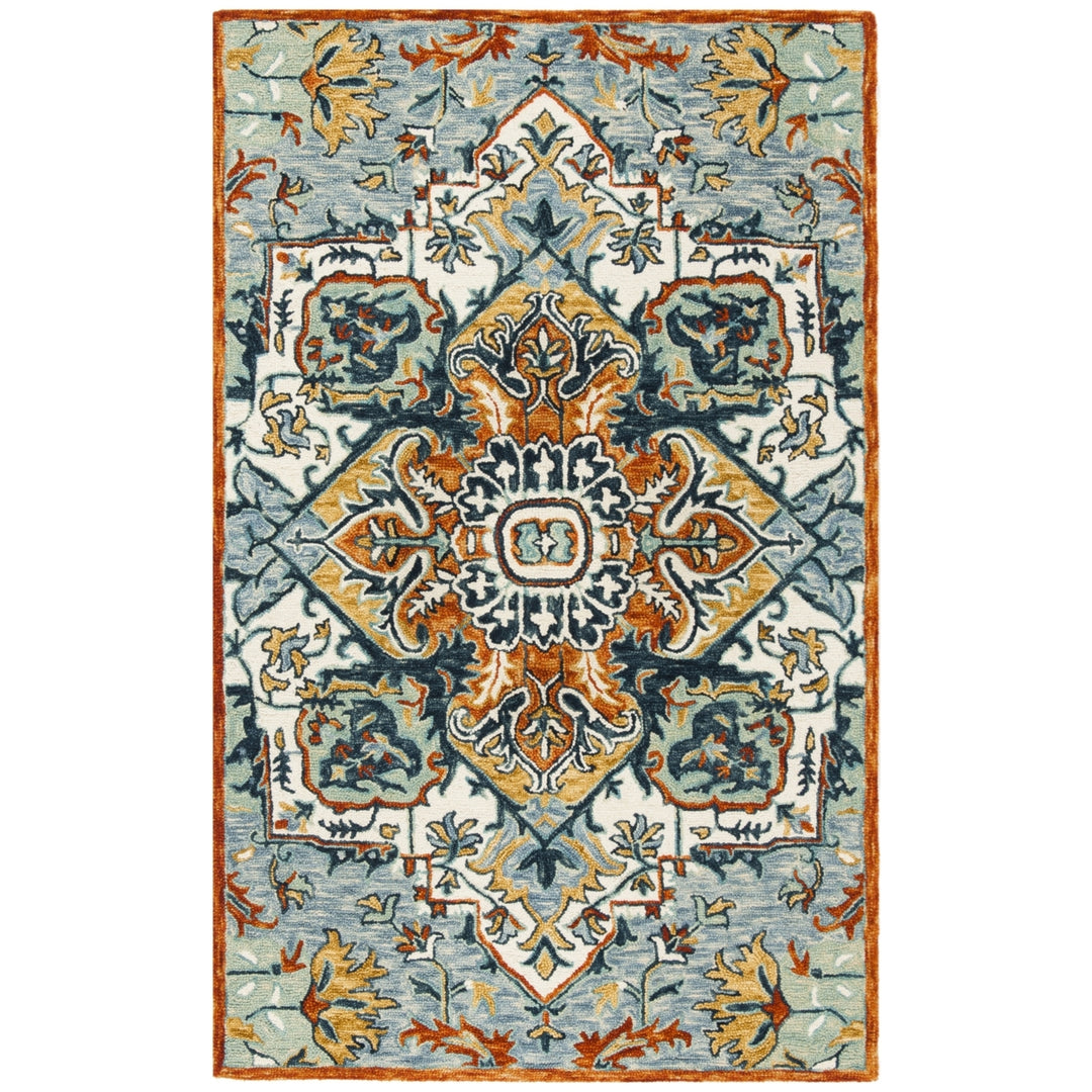 SAFAVIEH Aspen Collection APN312A Handmade Blue/Rust Rug Image 11