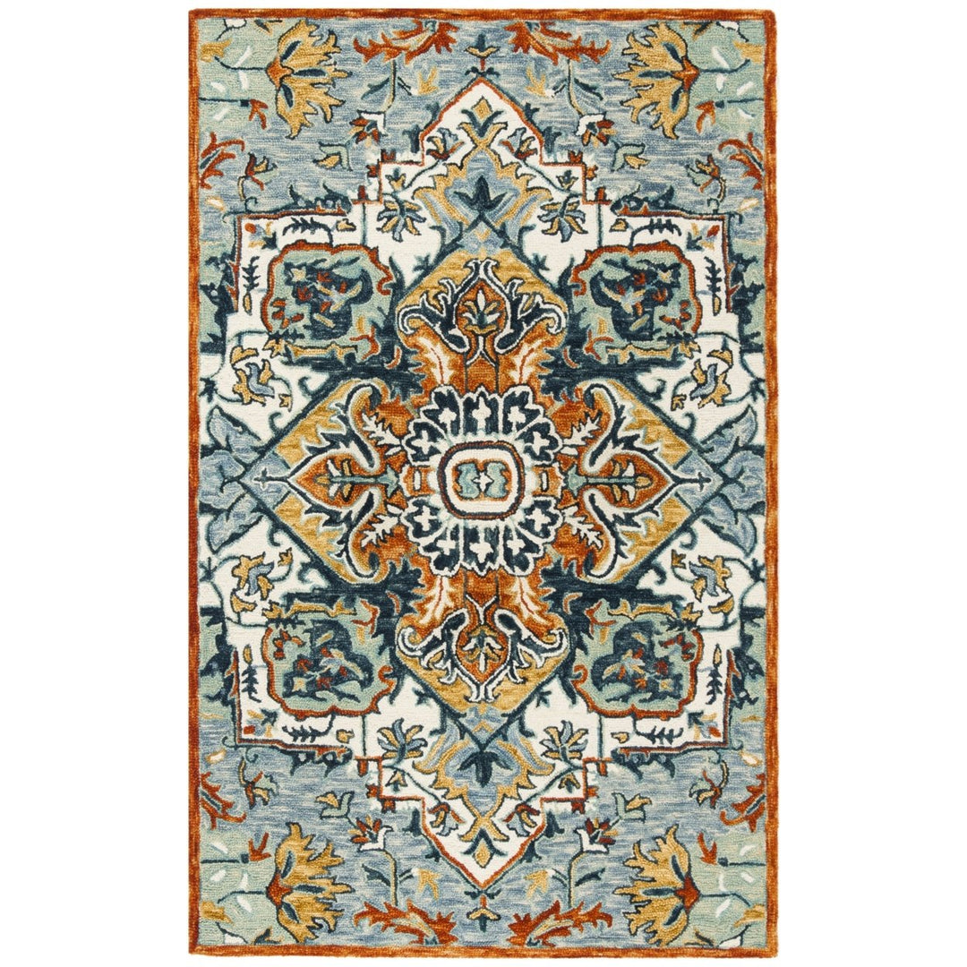 SAFAVIEH Aspen Collection APN312A Handmade Blue/Rust Rug Image 1