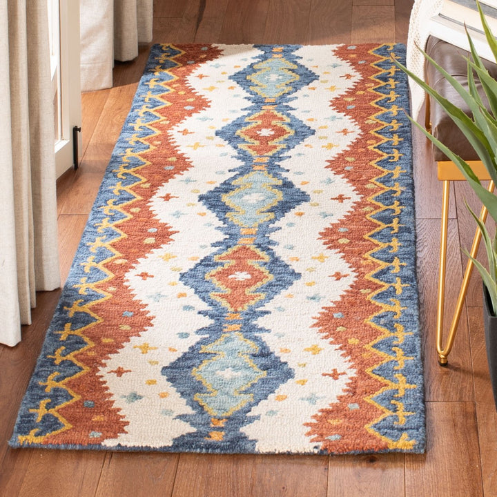 SAFAVIEH Aspen APN401A Handmade Ivory / Blue Rug Image 9