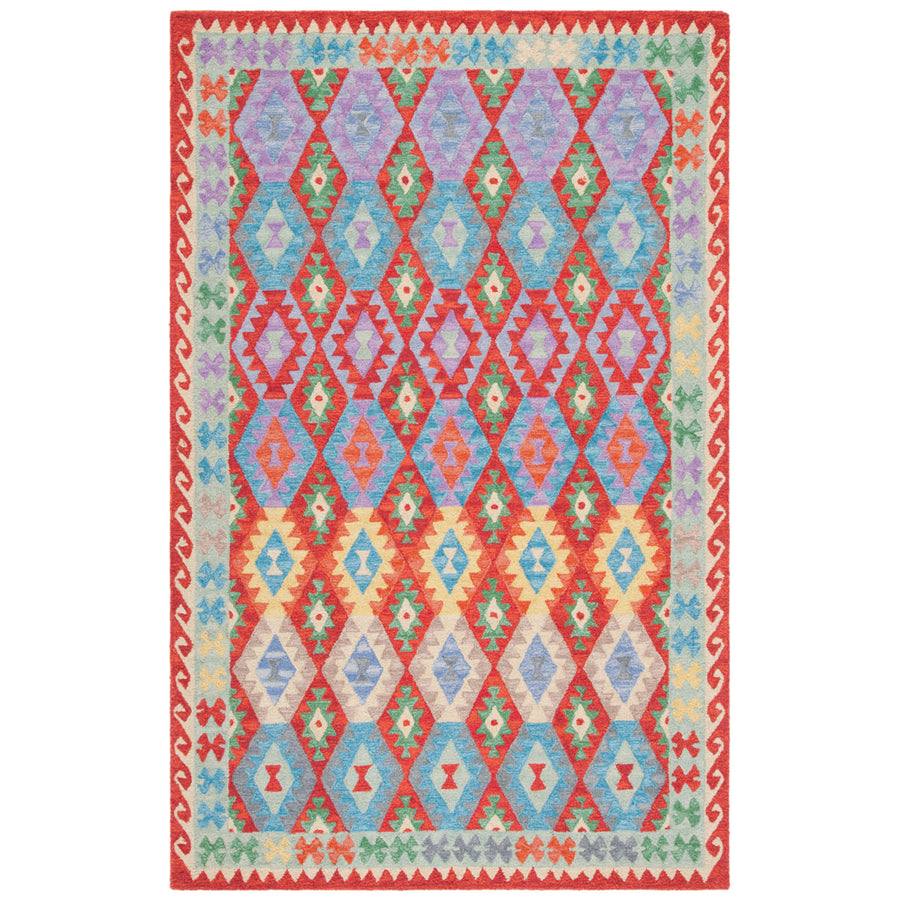 SAFAVIEH Aspen Collection APN408Q Handmade Red / Blue Rug Image 1