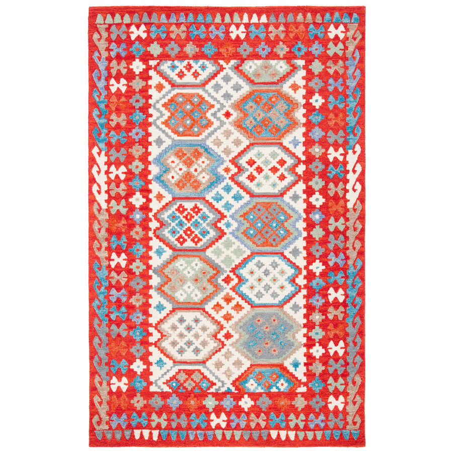 SAFAVIEH Aspen Collection APN413Q Handmade Red/Ivory Rug Image 1