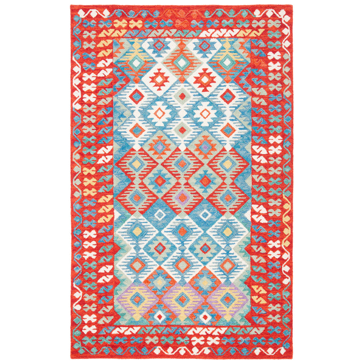 SAFAVIEH Aspen Collection APN414Q Handmade Red / Blue Rug Image 1