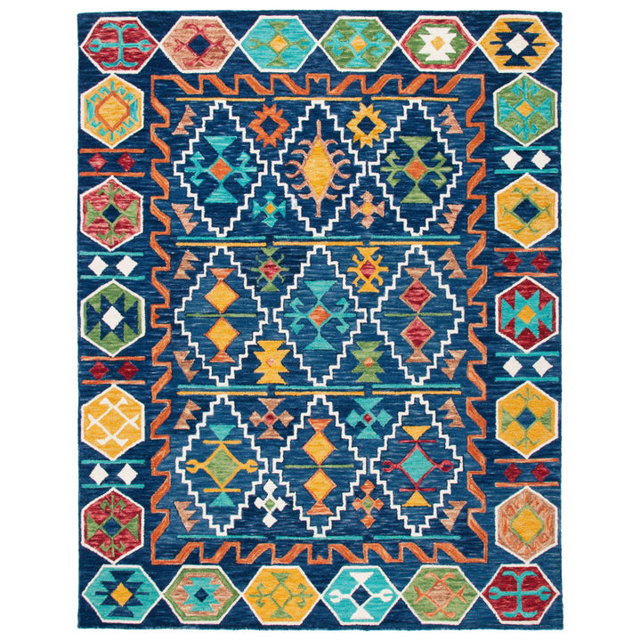 SAFAVIEH Aspen Collection APN501A Handmade Navy/Gold Rug Image 2