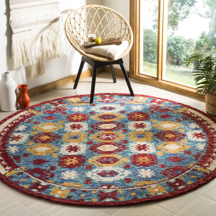 SAFAVIEH Aspen Collection APN505A Handmade Blue / Red Rug Image 2