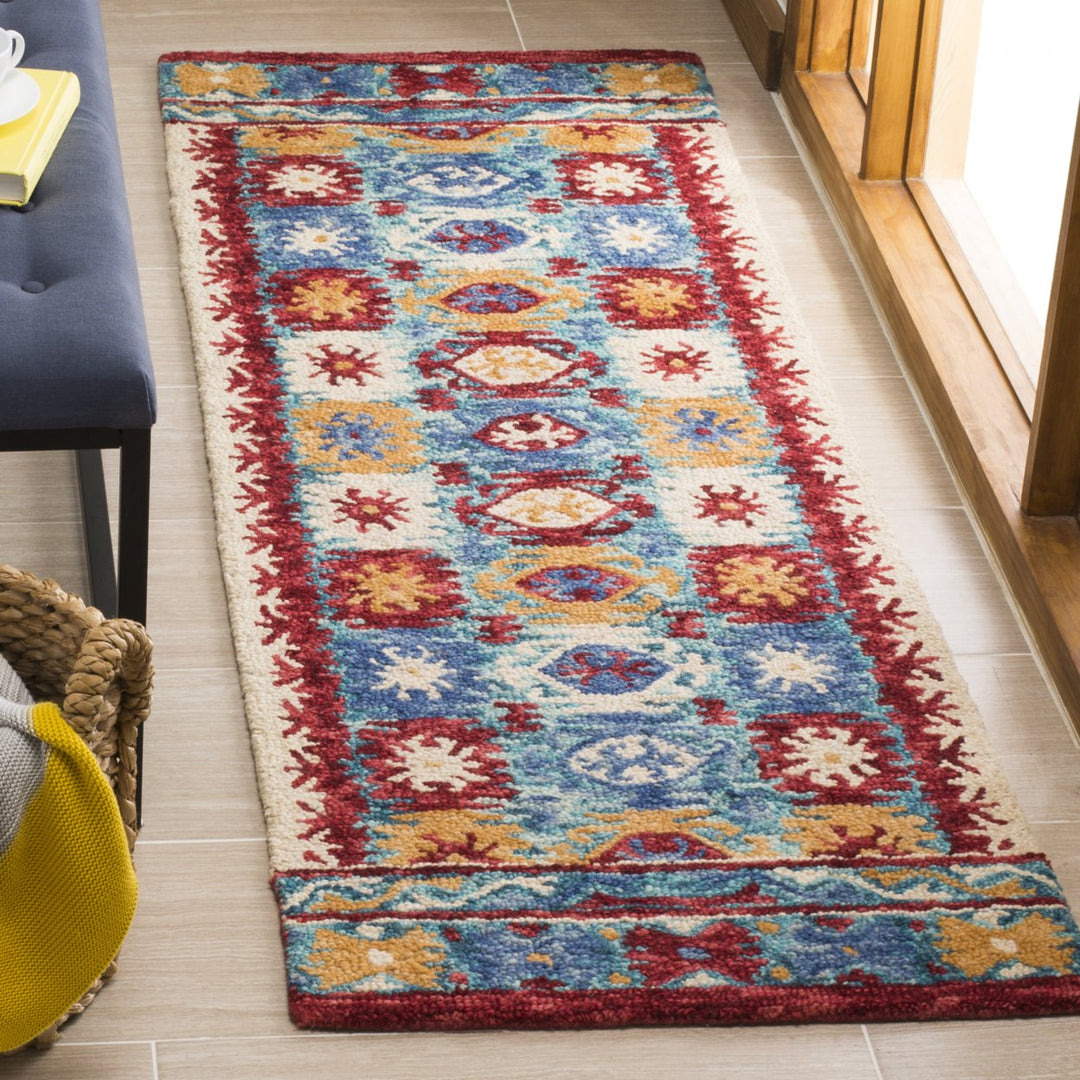 SAFAVIEH Aspen Collection APN505A Handmade Blue / Red Rug Image 3