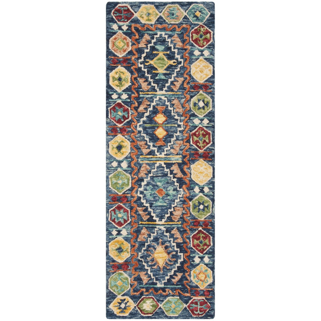 SAFAVIEH Aspen Collection APN501A Handmade Navy/Gold Rug Image 4