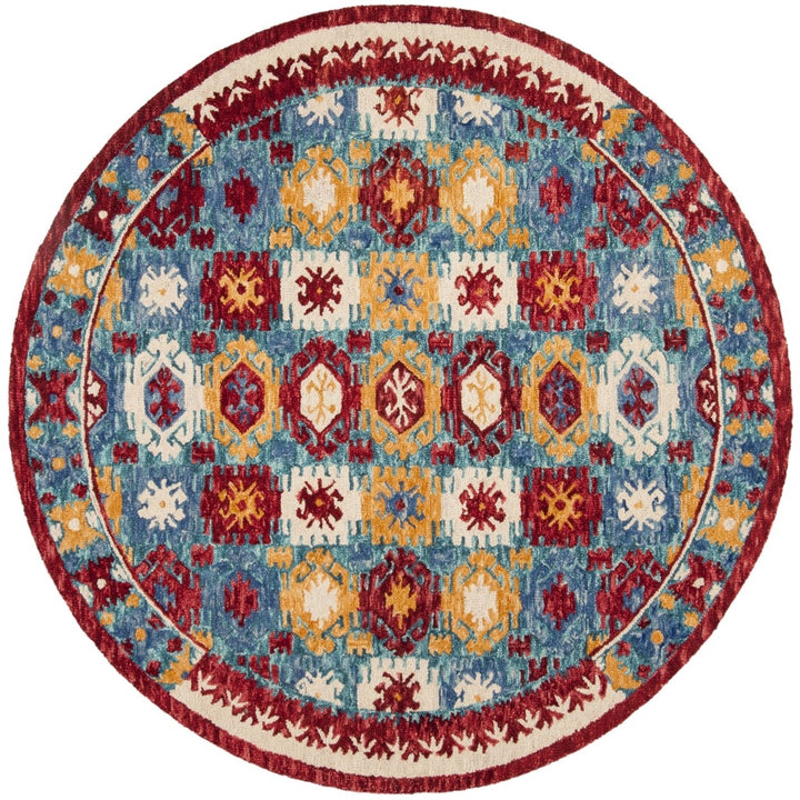 SAFAVIEH Aspen Collection APN505A Handmade Blue / Red Rug Image 1