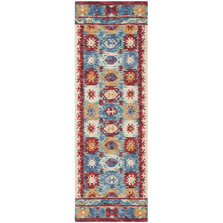 SAFAVIEH Aspen Collection APN505A Handmade Blue / Red Rug Image 1