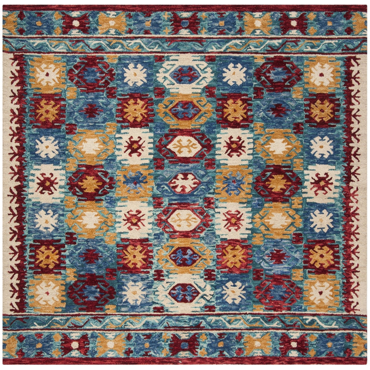 SAFAVIEH Aspen Collection APN505A Handmade Blue / Red Rug Image 6