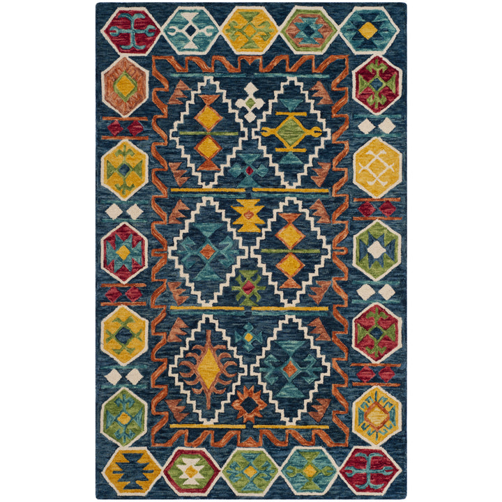 SAFAVIEH Aspen Collection APN501A Handmade Navy/Gold Rug Image 9