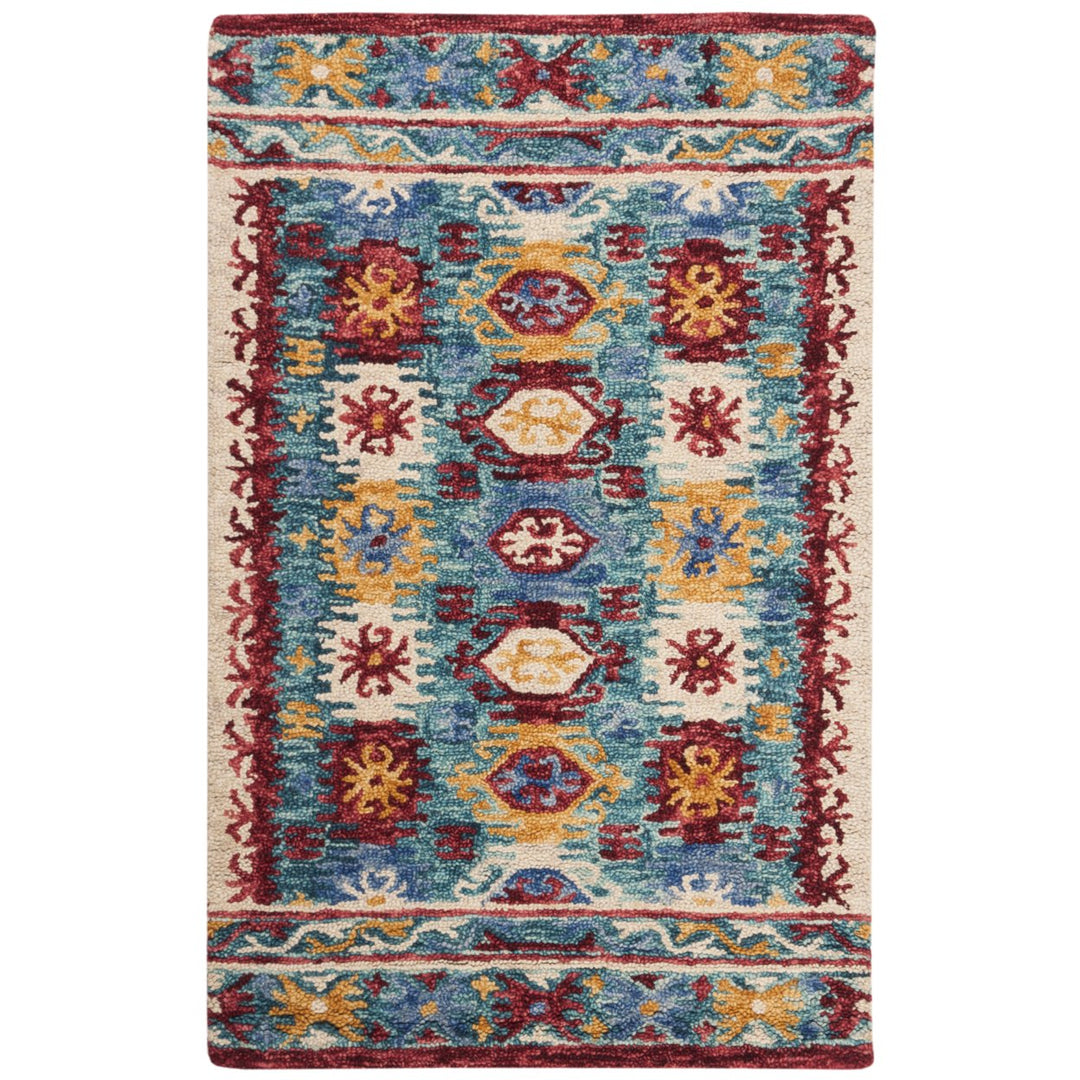 SAFAVIEH Aspen Collection APN505A Handmade Blue / Red Rug Image 1