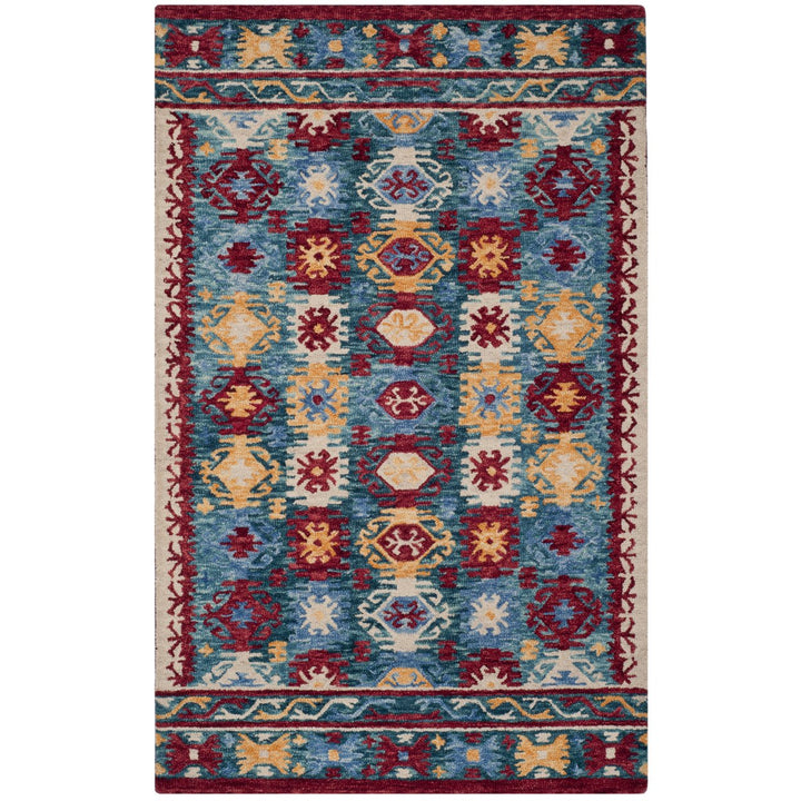 SAFAVIEH Aspen Collection APN505A Handmade Blue / Red Rug Image 1