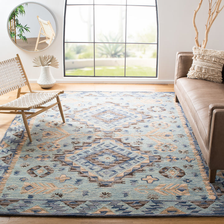 SAFAVIEH Aspen APN504A Handmade Blue / Beige Rug Image 1