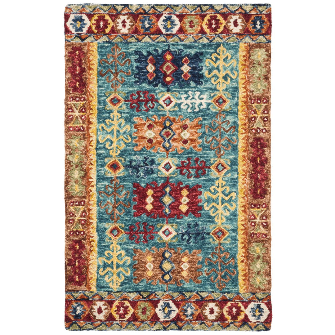 SAFAVIEH Aspen Collection APN503A Handmade Blue / Red Rug Image 4