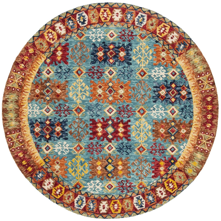 SAFAVIEH Aspen Collection APN503A Handmade Blue / Red Rug Image 5