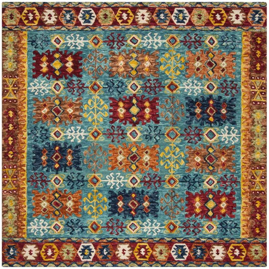 SAFAVIEH Aspen Collection APN503A Handmade Blue / Red Rug Image 9