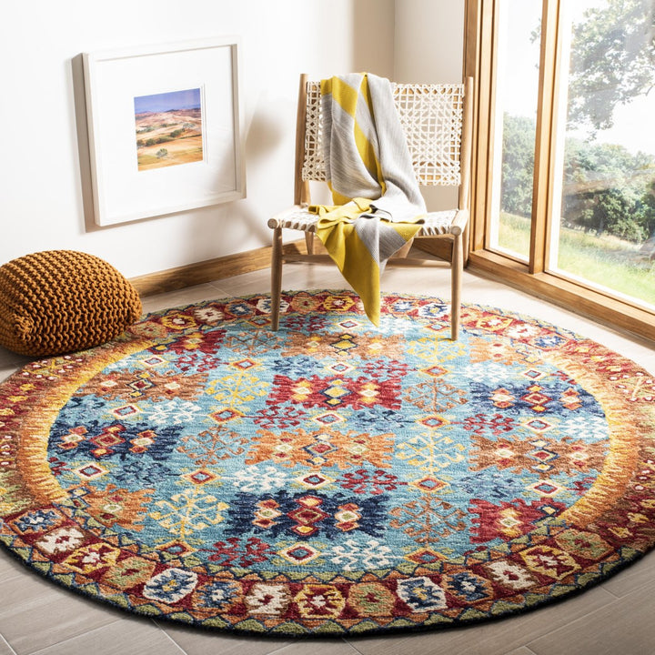 SAFAVIEH Aspen Collection APN503A Handmade Blue / Red Rug Image 10