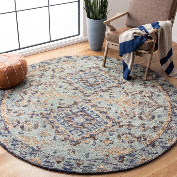 SAFAVIEH Aspen APN504A Handmade Blue / Beige Rug Image 11