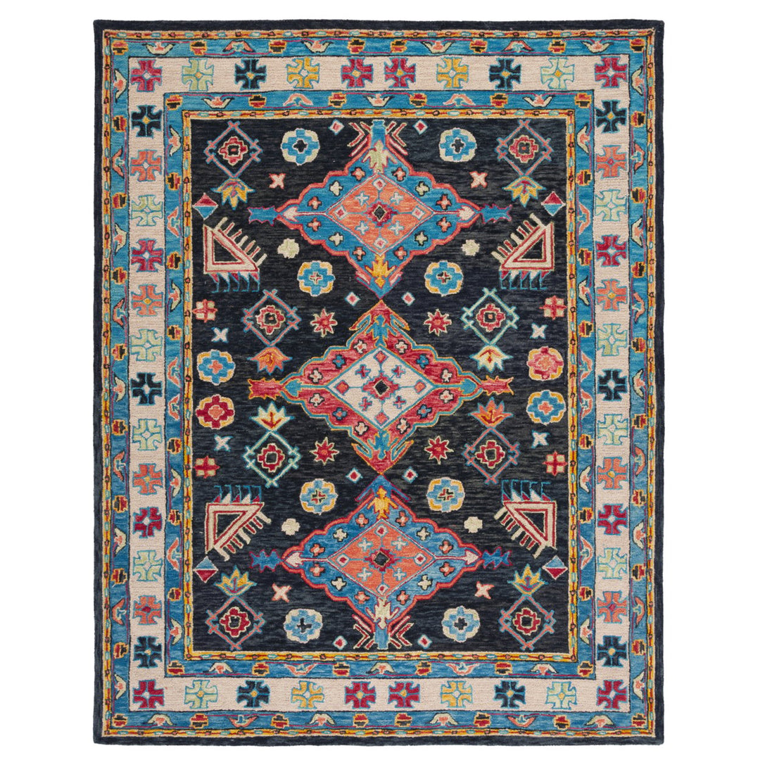 SAFAVIEH Aspen APN521H Handmade Charcoal / Blue Rug Image 1