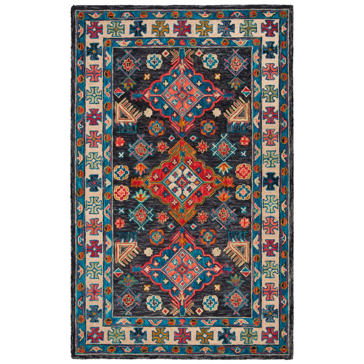 SAFAVIEH Aspen APN521H Handmade Charcoal / Blue Rug Image 7