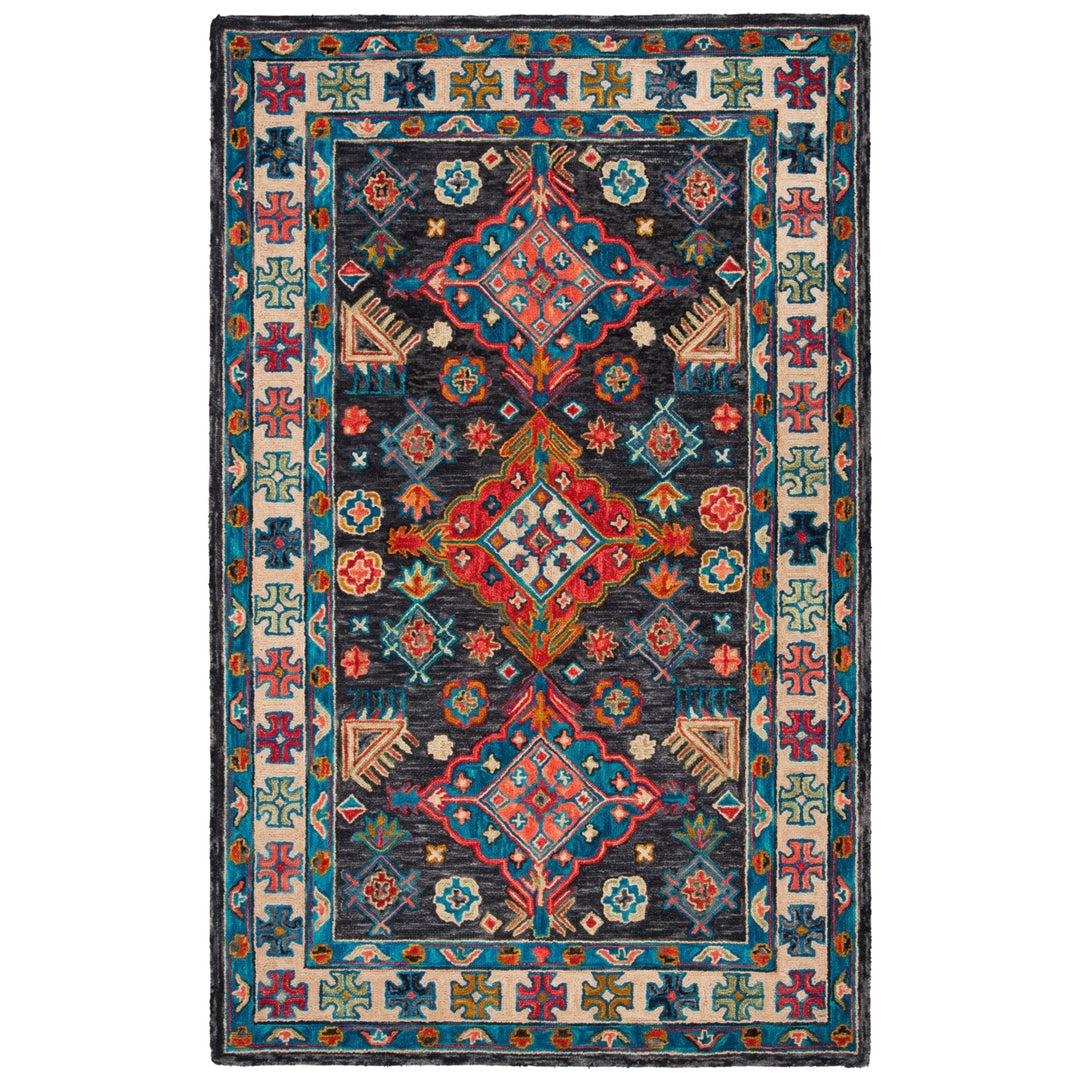 SAFAVIEH Aspen APN521H Handmade Charcoal / Blue Rug Image 8