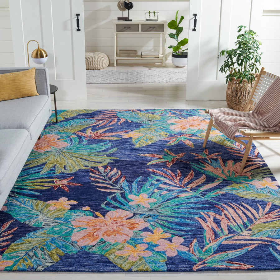 SAFAVIEH Aspen Collection APN524N Handmade Blue/Pink Rug Image 1