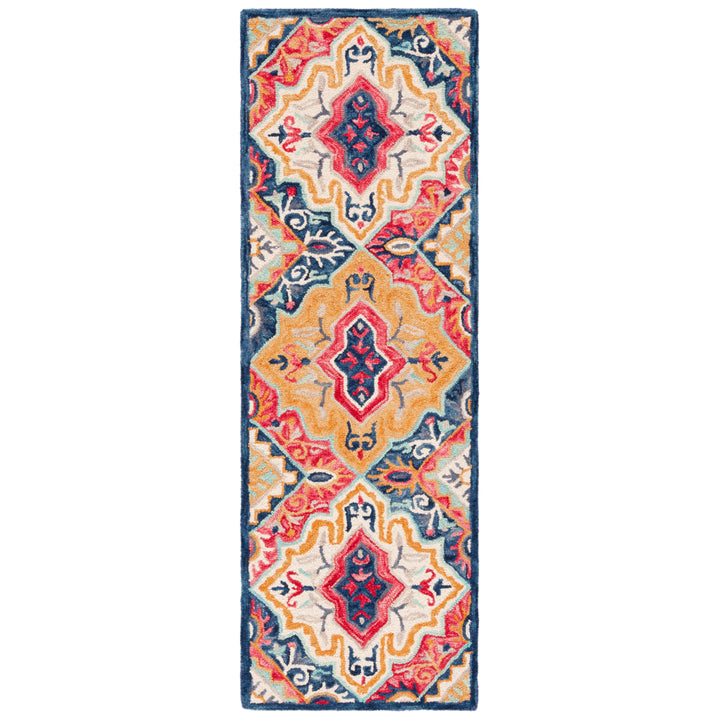 SAFAVIEH Aspen Collection APN526M Handmade Blue/Rust Rug Image 4