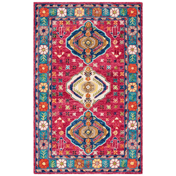 SAFAVIEH Aspen Collection APN527Q Handmade Red / Blue Rug Image 1