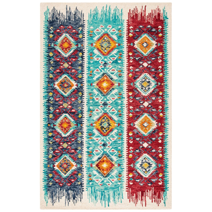 SAFAVIEH Aspen Collection APN528M Handmade Blue/Rust Rug Image 2