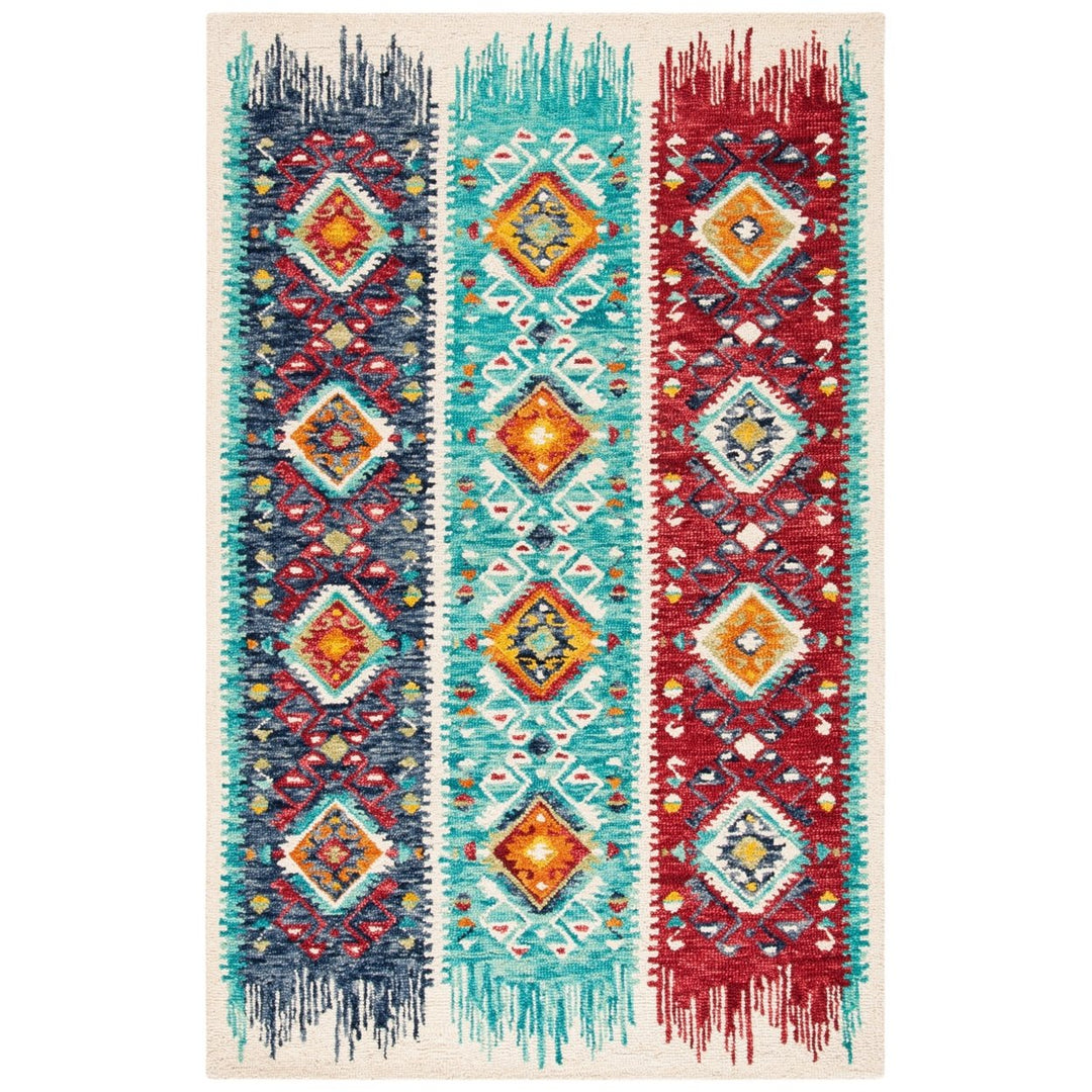 SAFAVIEH Aspen Collection APN528M Handmade Blue/Rust Rug Image 1