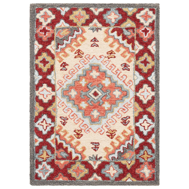 SAFAVIEH Aspen Collection APN801Q Handmade Red/Ivory Rug Image 1