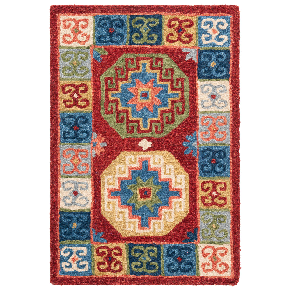 SAFAVIEH Aspen Collection APN802Q Handmade Red / Blue Rug Image 2