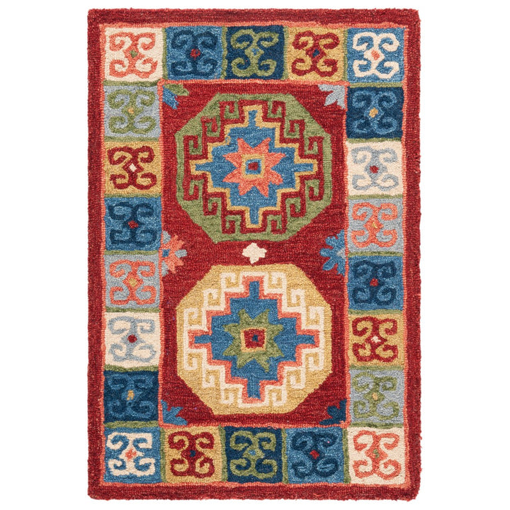 SAFAVIEH Aspen Collection APN802Q Handmade Red / Blue Rug Image 1