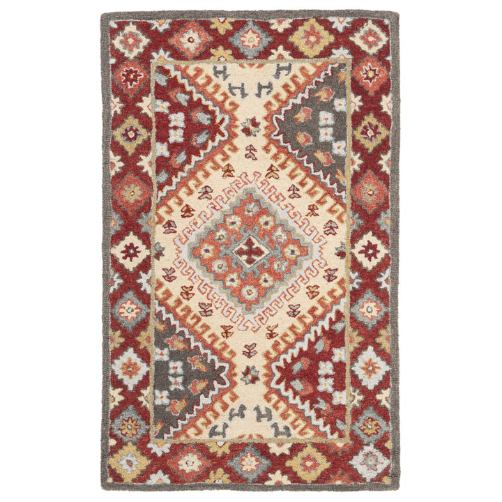 SAFAVIEH Aspen Collection APN801Q Handmade Red/Ivory Rug Image 1