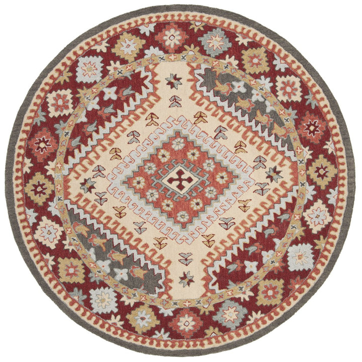 SAFAVIEH Aspen Collection APN801Q Handmade Red/Ivory Rug Image 1