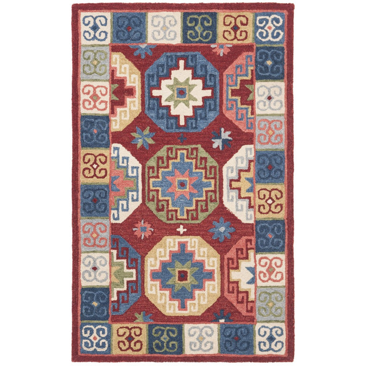 SAFAVIEH Aspen Collection APN802Q Handmade Red / Blue Rug Image 1