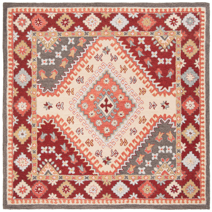 SAFAVIEH Aspen Collection APN801Q Handmade Red/Ivory Rug Image 1