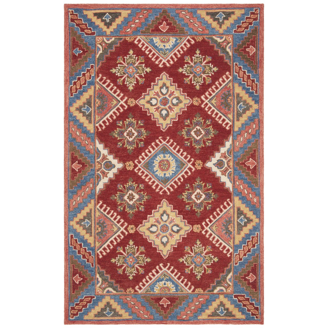 SAFAVIEH Aspen Collection APN803Q Handmade Red / Blue Rug Image 1