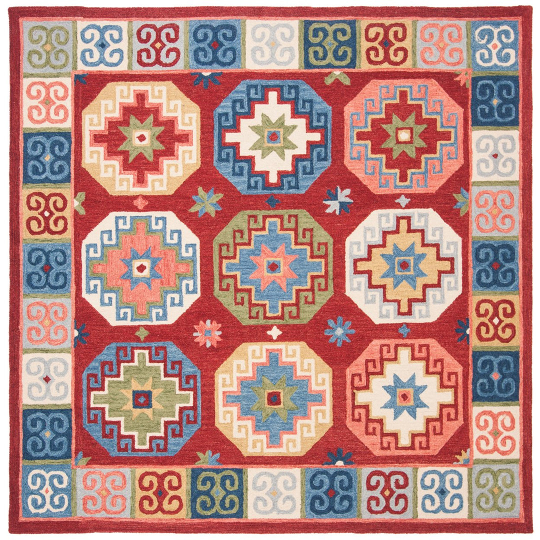 SAFAVIEH Aspen Collection APN802Q Handmade Red / Blue Rug Image 1