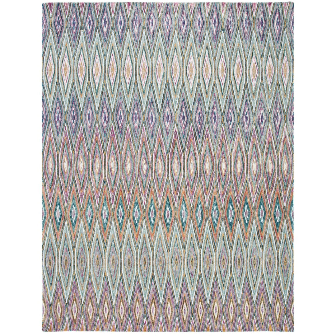 SAFAVIEH Aspen Collection APN805M Handmade Blue/Pink Rug Image 1