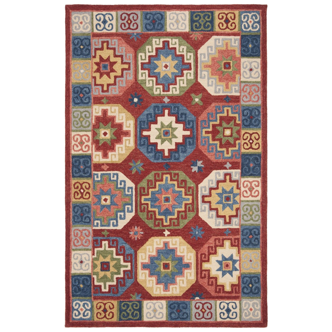 SAFAVIEH Aspen Collection APN802Q Handmade Red / Blue Rug Image 1