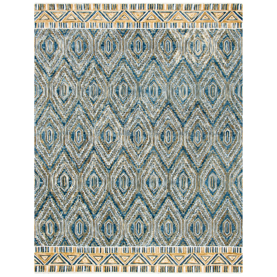 SAFAVIEH Aspen Collection APN822M Handmade Blue/Gold Rug Image 1