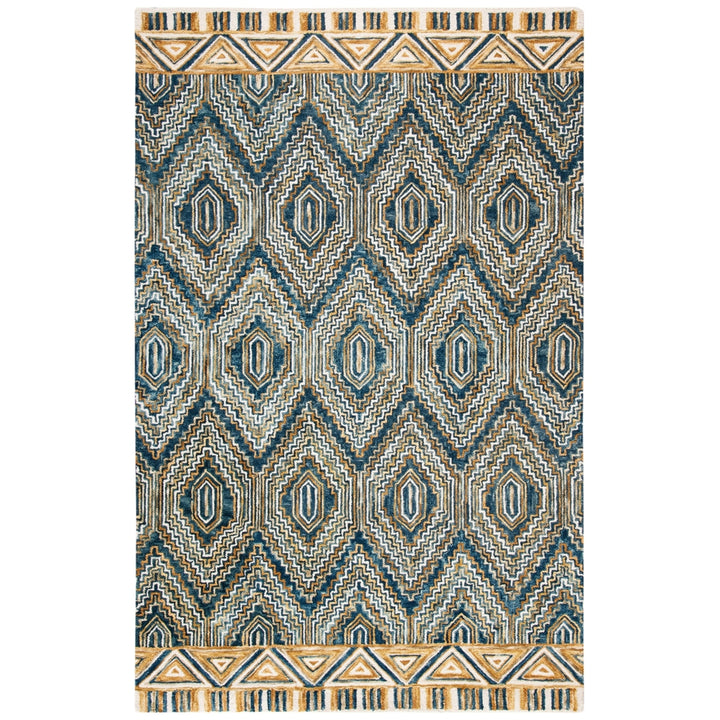 SAFAVIEH Aspen Collection APN822M Handmade Blue/Gold Rug Image 3