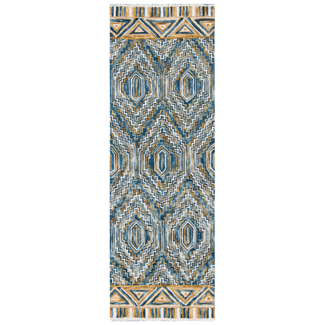 SAFAVIEH Aspen Collection APN822M Handmade Blue/Gold Rug Image 4